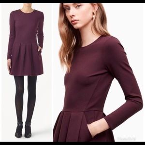 Aritzia Talula Burg Long Sleeve Fit & Flare Dress